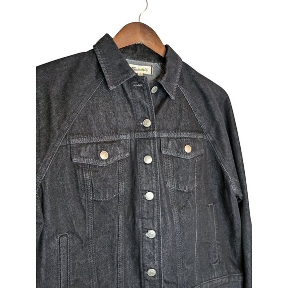 Madewell Womens Oversized Jean Jacket Medium Black Lunar Trucker 100% Cotton - Picture 2 of 8